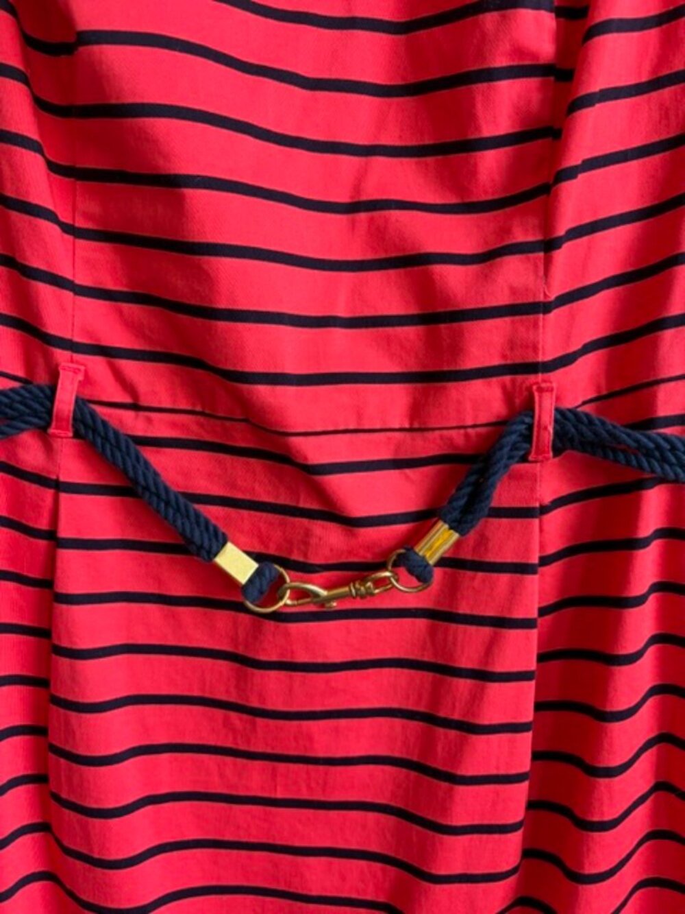 Tommy Hilfiger Red/Blue Stripes Dress Size 10 Cotton Rope Belt Nautical Coastal - Picture 5 of 9